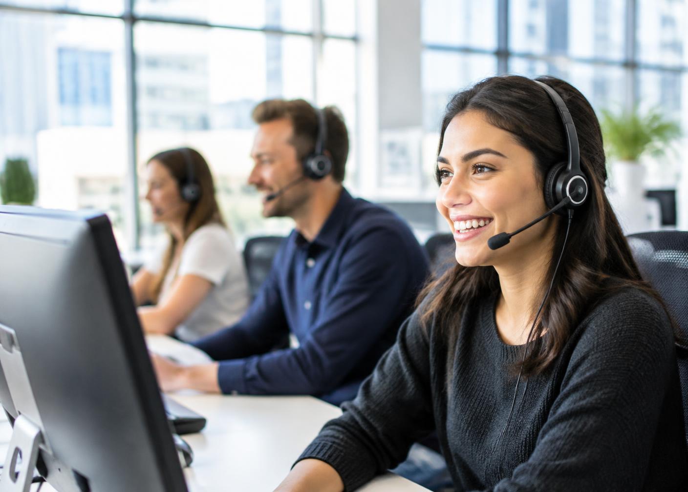 Customer support team at work